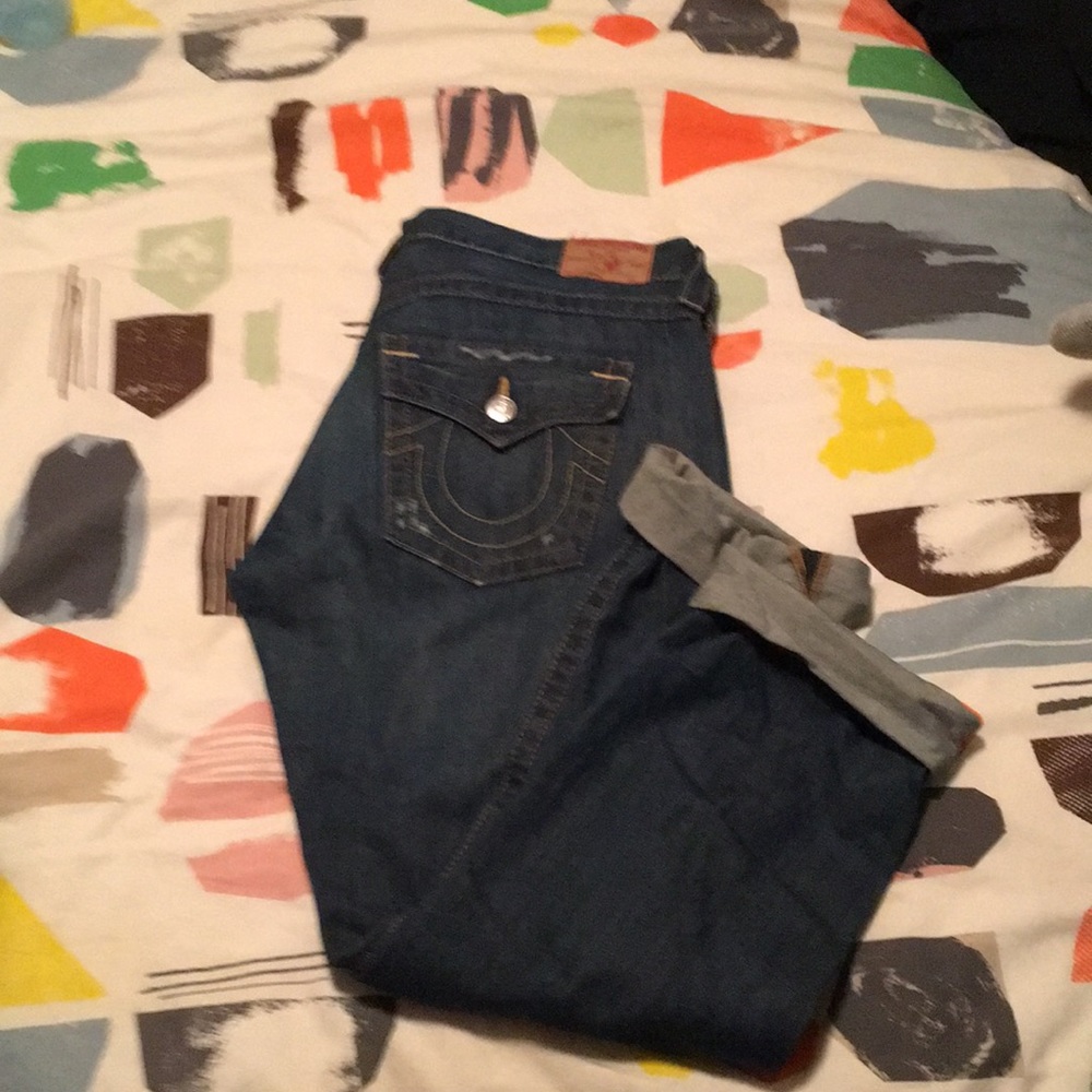 True religion cropped boyfriend jeans